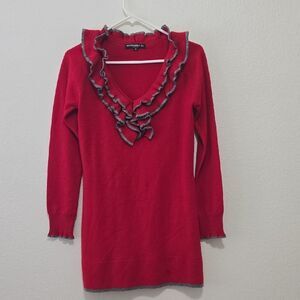 Monte Carlo Red Top with‎ Gray Ruffles